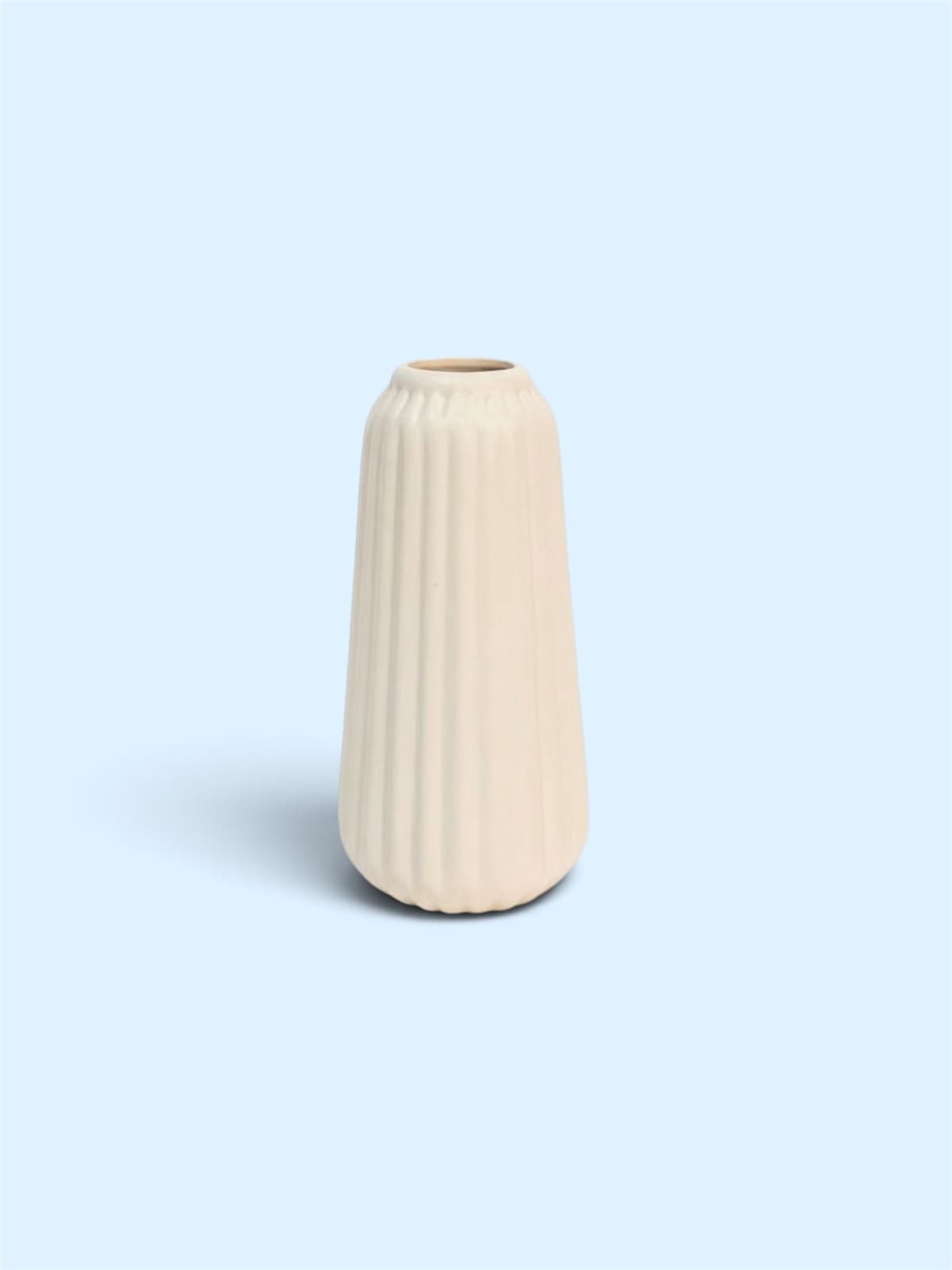 Fluted Cream Flower Pot