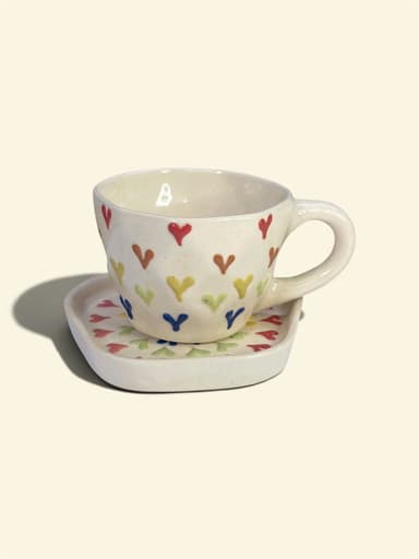 Rainbow V-Hearts Teacup & Saucer 2